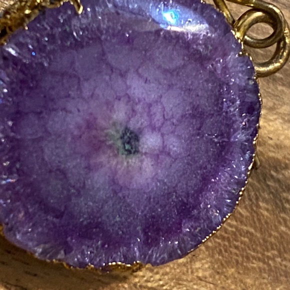 Gold foiled purple agate earrings - Picture 6 of 9